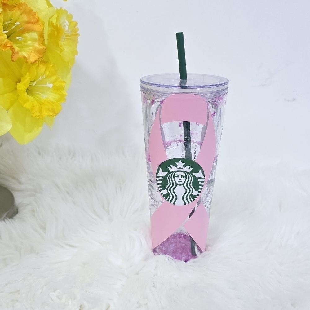 Starbucks collectible clear and pink 24oz original logo